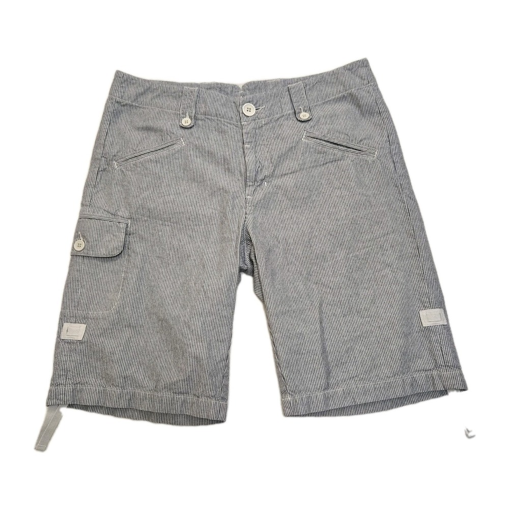 Sundance Womens 12 Blue Coastal Stripe 100% Cotton Shorts Bermuda Cargo Gorpcore - Picture 8 of 14
